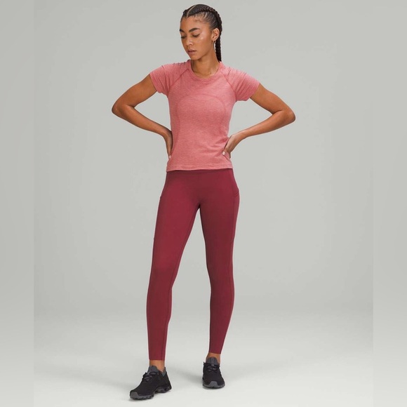 lululemon Fast and Free High-Rise Brushed Tight 28" Nulux Mulled Wine Size 4 - Picture 3 of 13